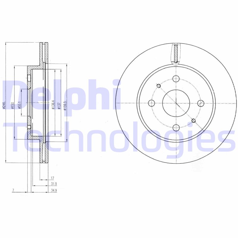 Remschijven Delphi Diesel BG4128