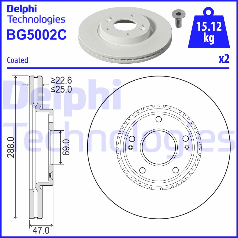 Remschijven Delphi Diesel BG5002C