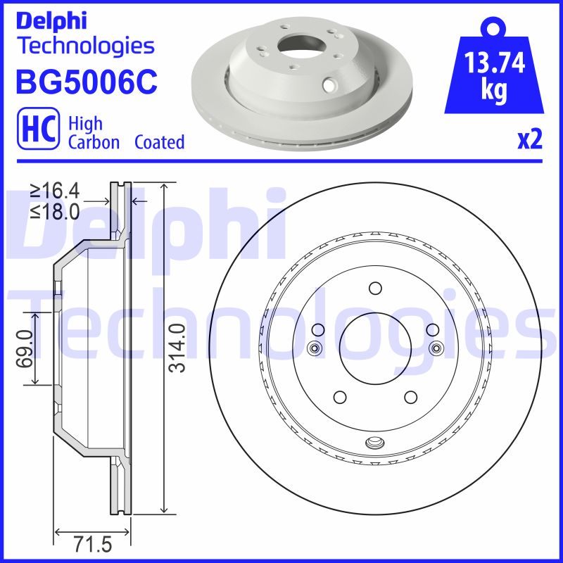 Remschijven Delphi Diesel BG5006C