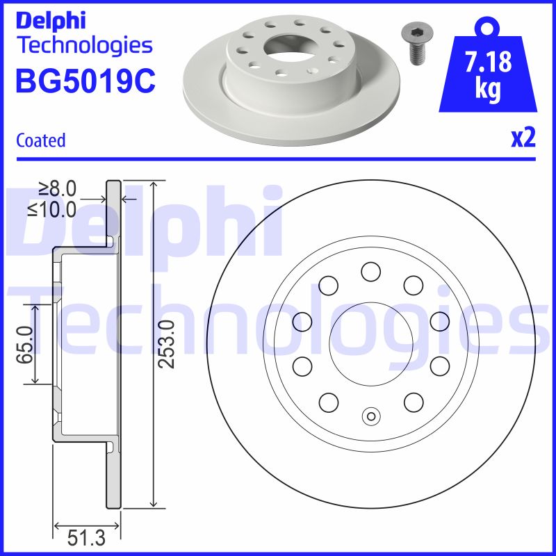 Remschijven Delphi Diesel BG5019C