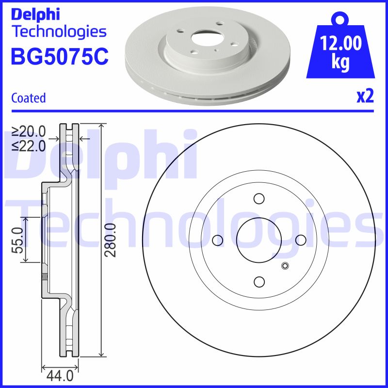 Remschijven Delphi Diesel BG5075C