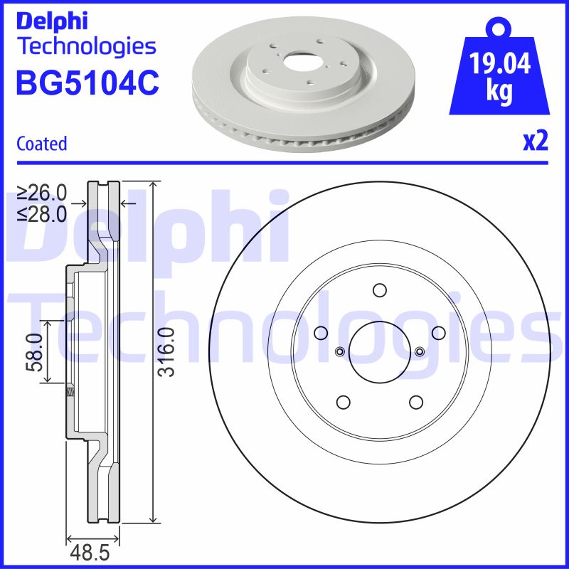 Remschijven Delphi Diesel BG5104C