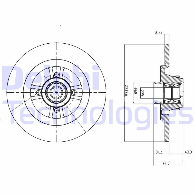 Remschijven Delphi Diesel BG9025RS