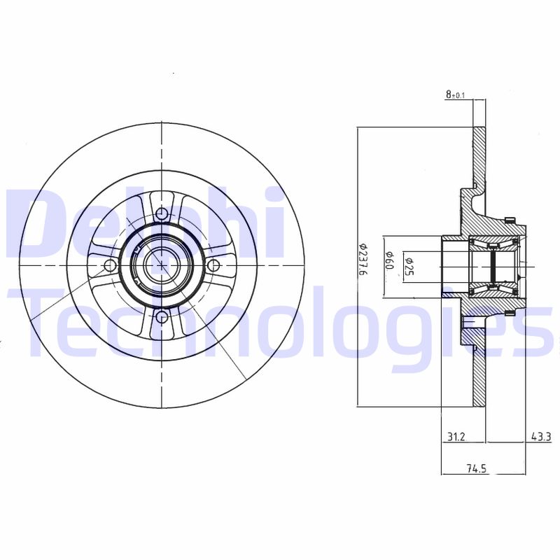 Remschijven Delphi Diesel BG9025RSC