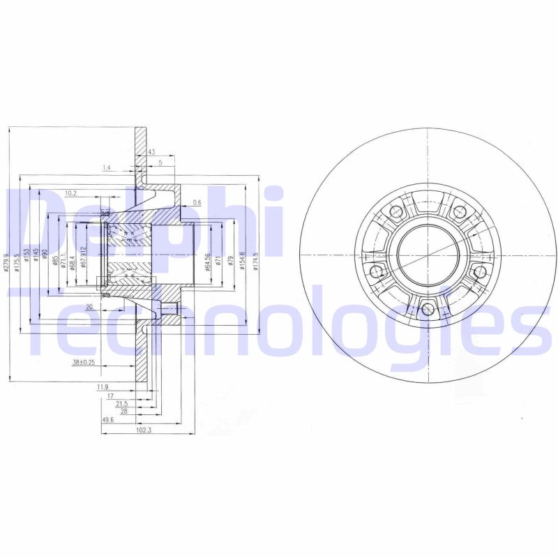 Remschijven Delphi Diesel BG9031RS