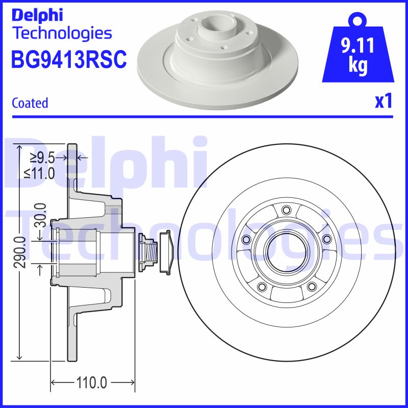 Remschijven Delphi Diesel BG9413RSC