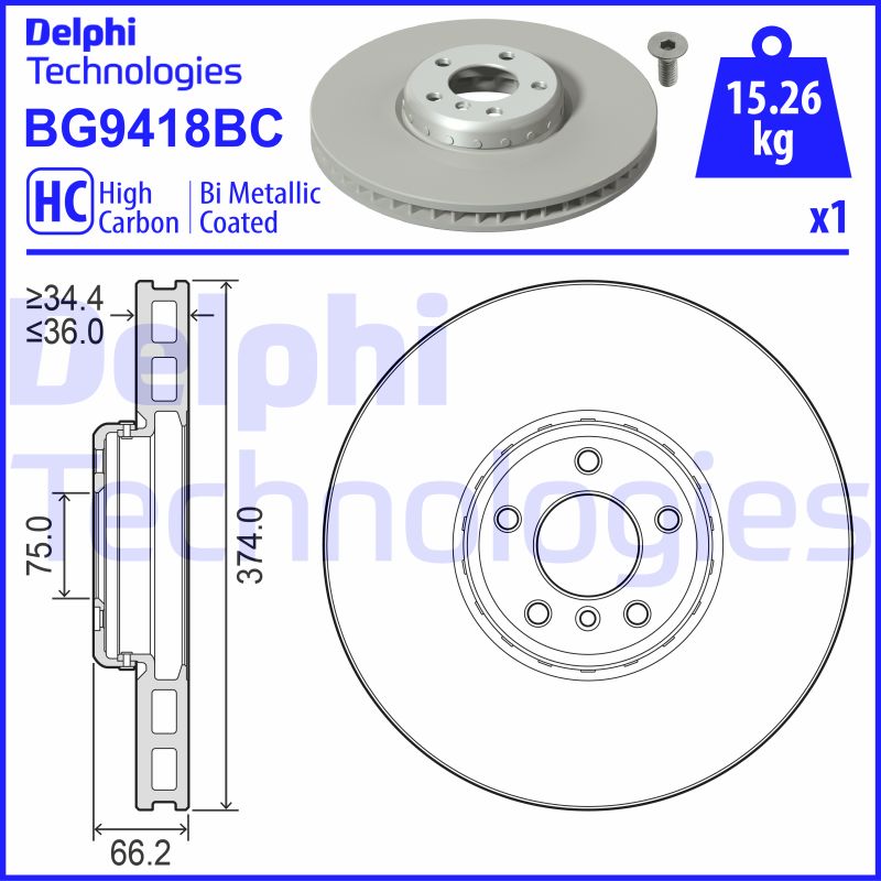 Remschijven Delphi Diesel BG9418BC