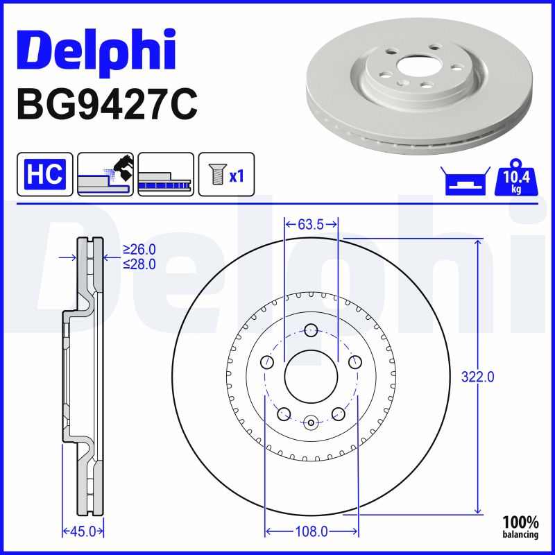 Remschijf Delphi Diesel BG9427C