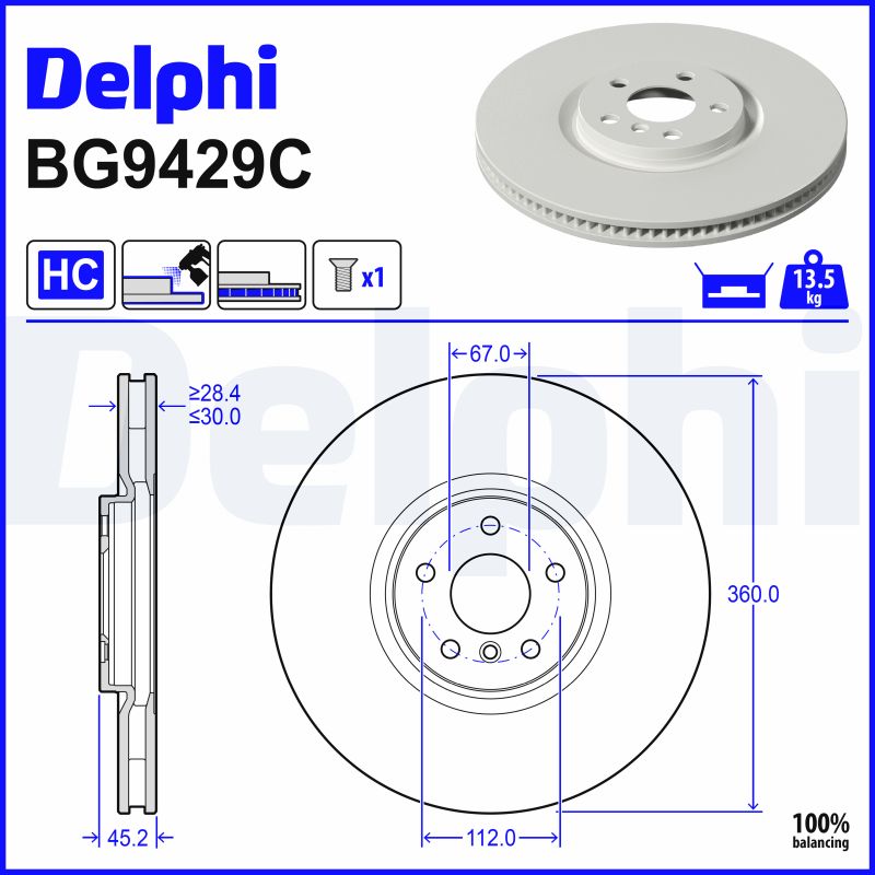Remschijf Delphi Diesel BG9429C