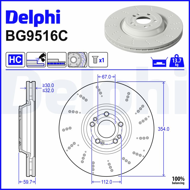 Remschijf Delphi Diesel BG9516C