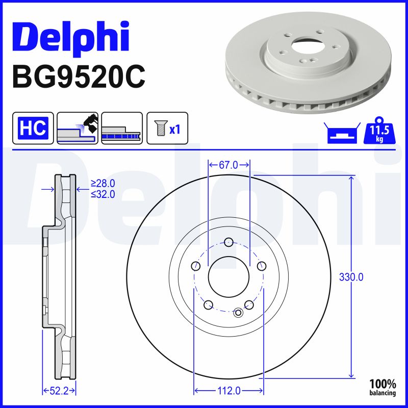 Remschijven Delphi Diesel BG9520C