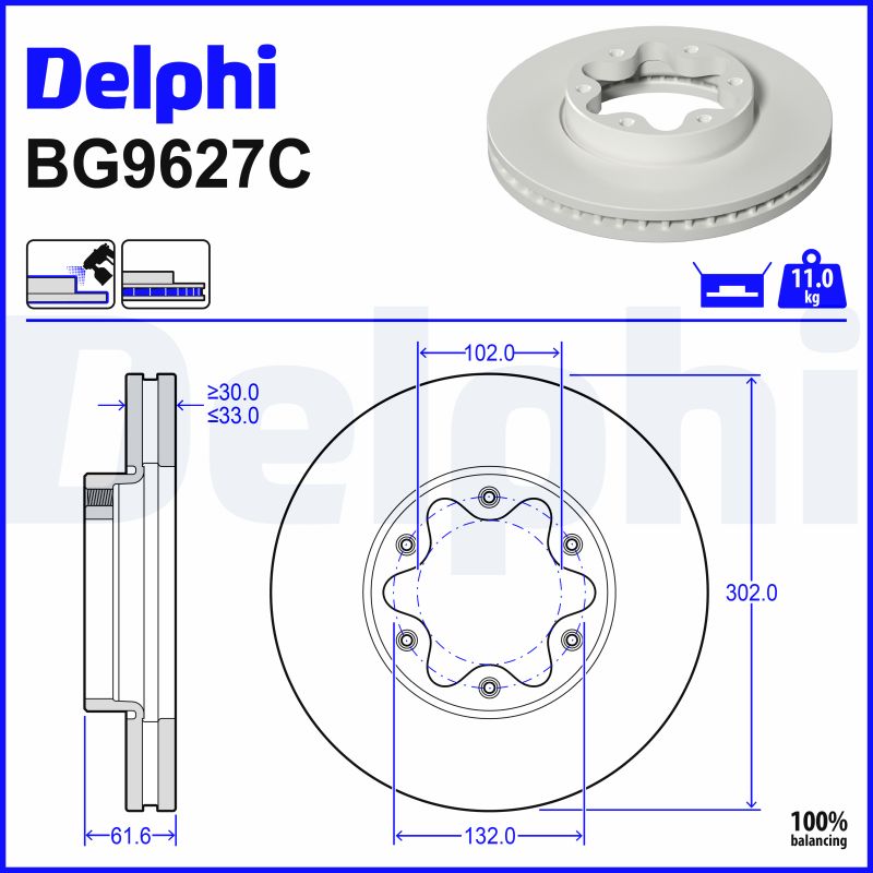 Remschijf Delphi Diesel BG9627C