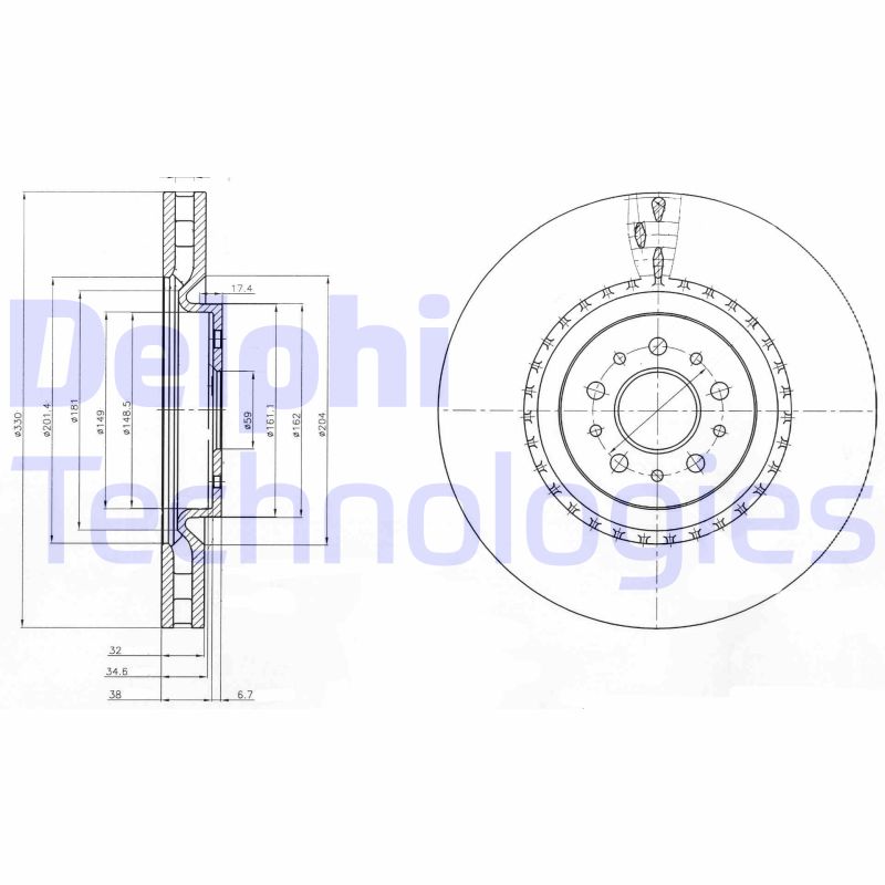 Remschijven Delphi Diesel BG9843