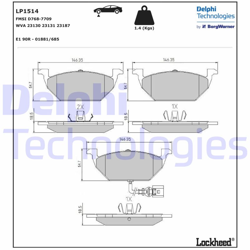 Remblokset Delphi Diesel LP1514