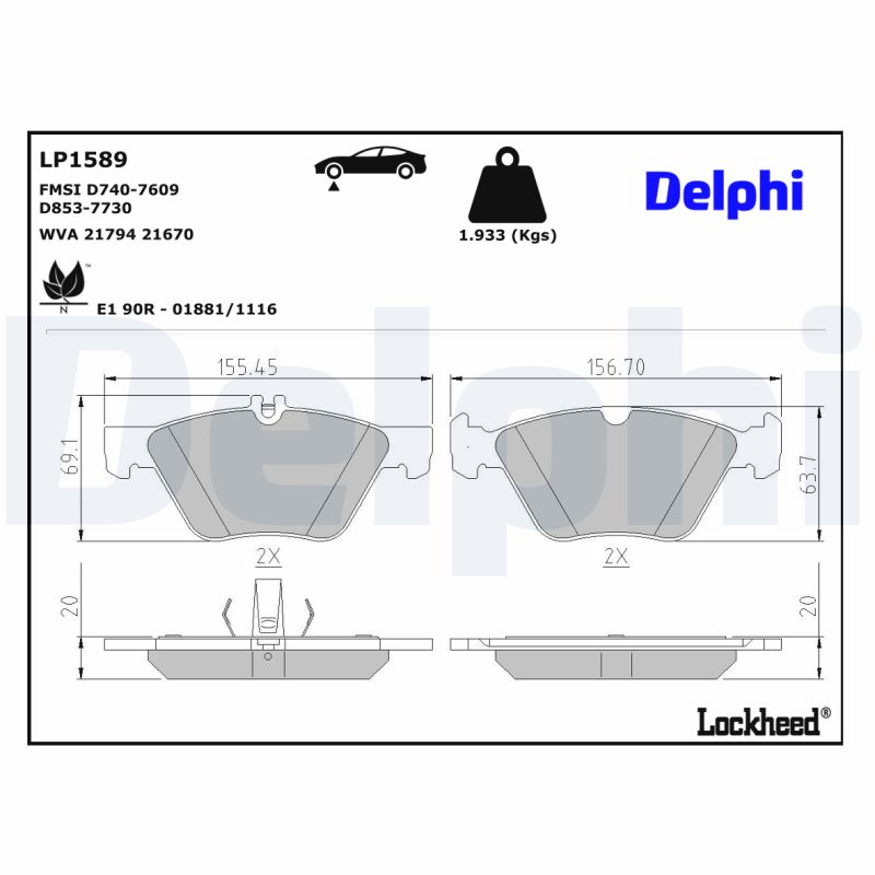 Remblokset Delphi Diesel LP1589