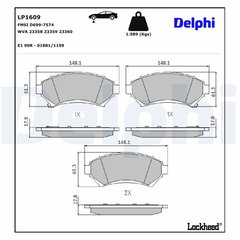 Remblokset Delphi Diesel LP1609