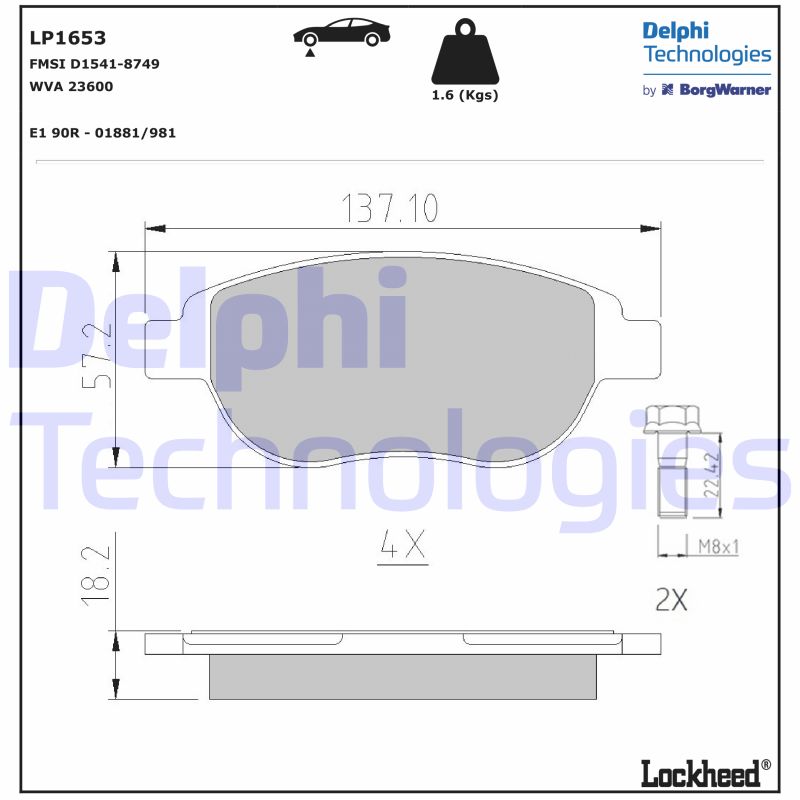 Remblokset Delphi Diesel LP1653