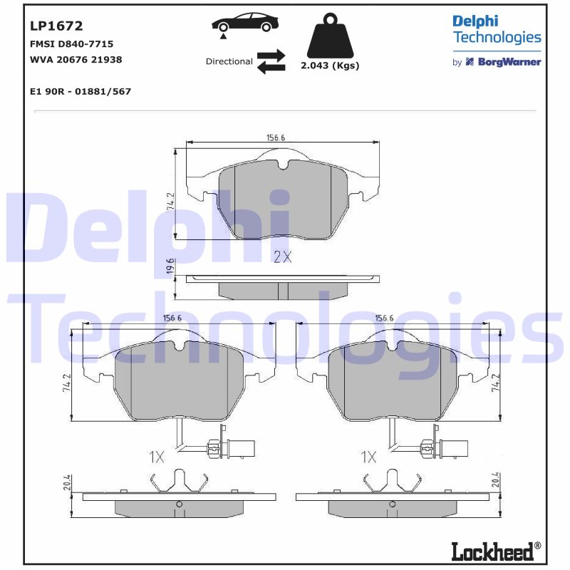 Remblokset Delphi Diesel LP1672