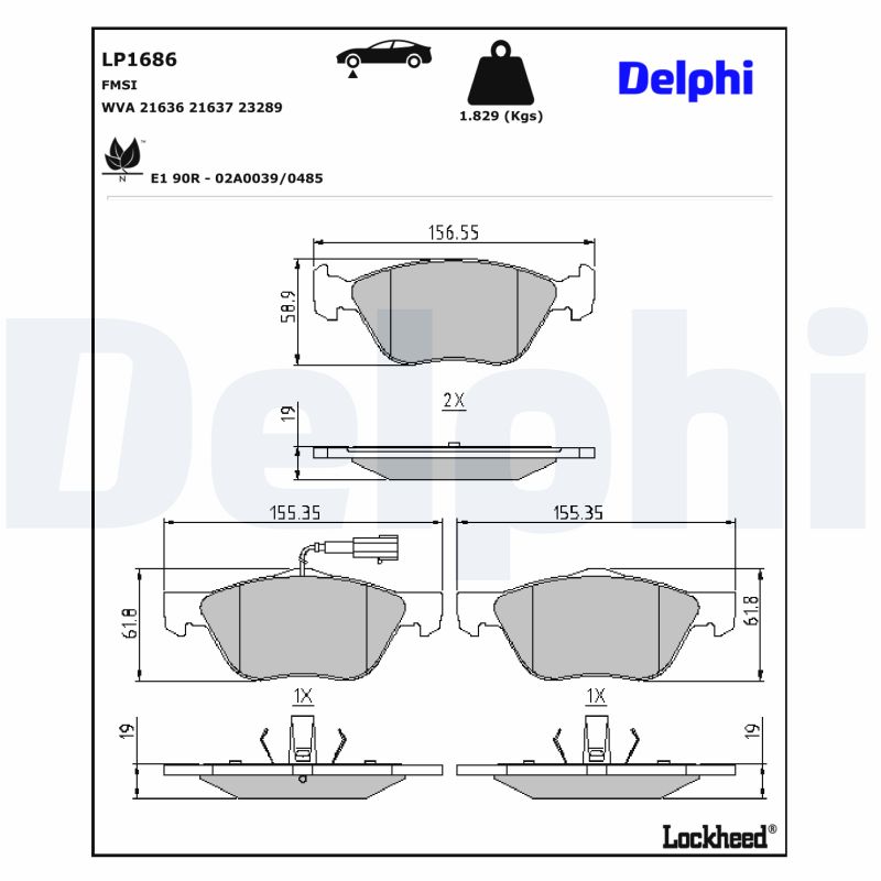 Remblokset Delphi Diesel LP1686
