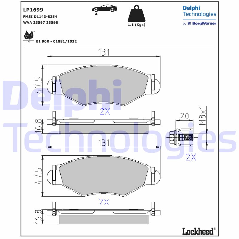 Remblokset Delphi Diesel LP1699