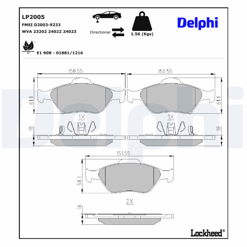 Remblokset Delphi Diesel LP2005