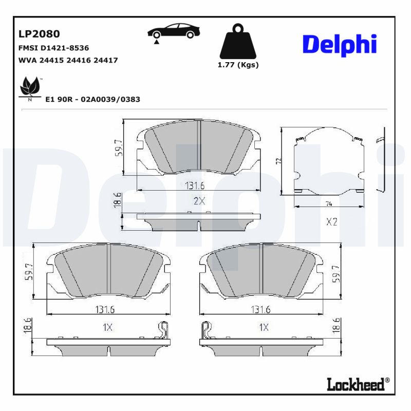 Remblokset Delphi Diesel LP2080