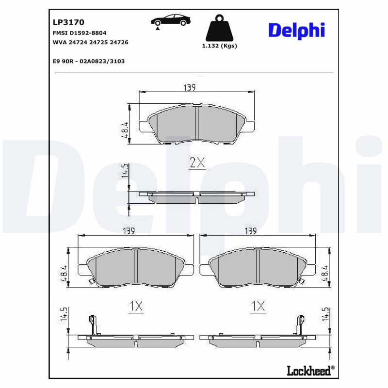 Remblokset Delphi Diesel LP3170