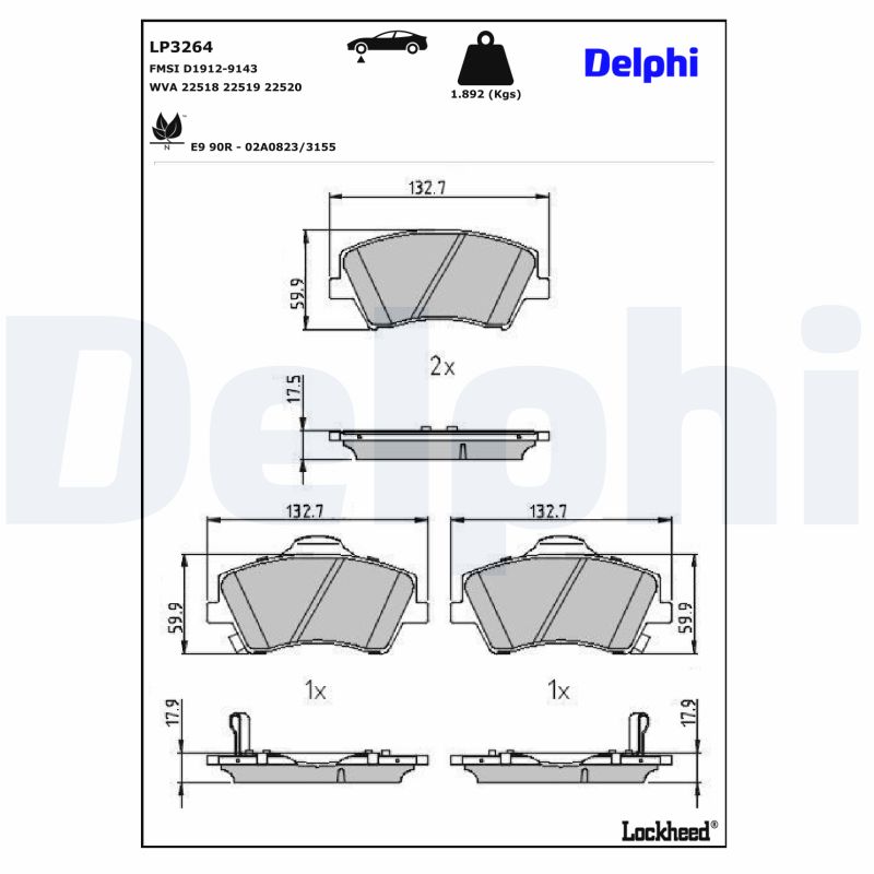Remblokset Delphi Diesel LP3264