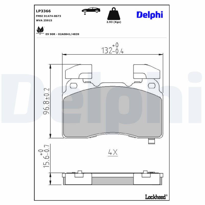 Remblokset Delphi Diesel LP3366