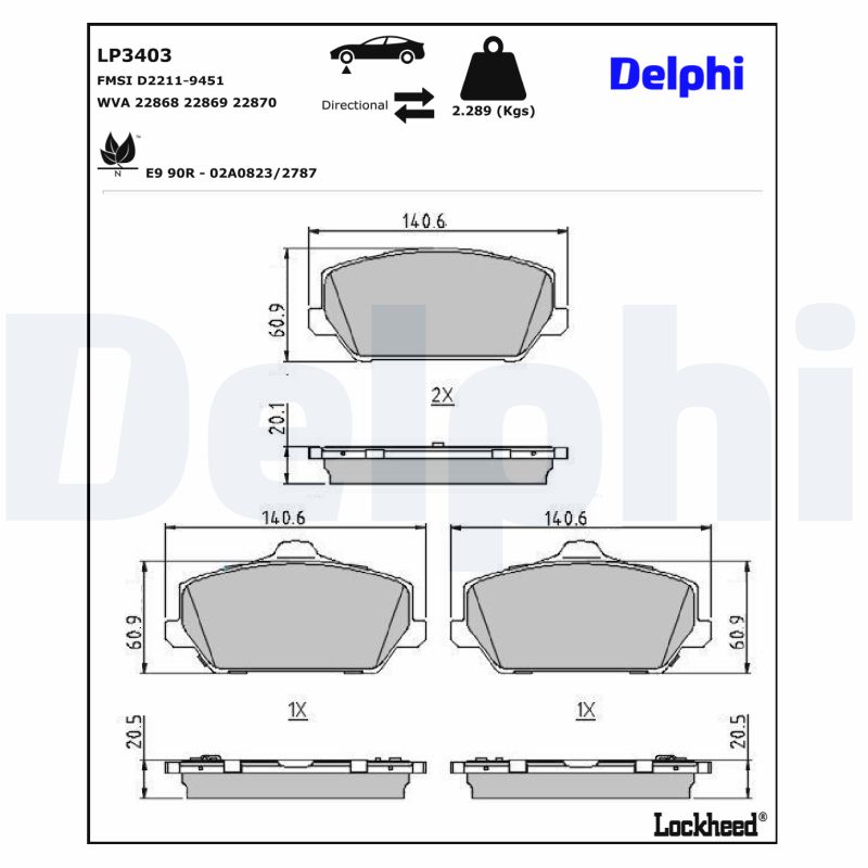 Remblokset Delphi Diesel LP3403