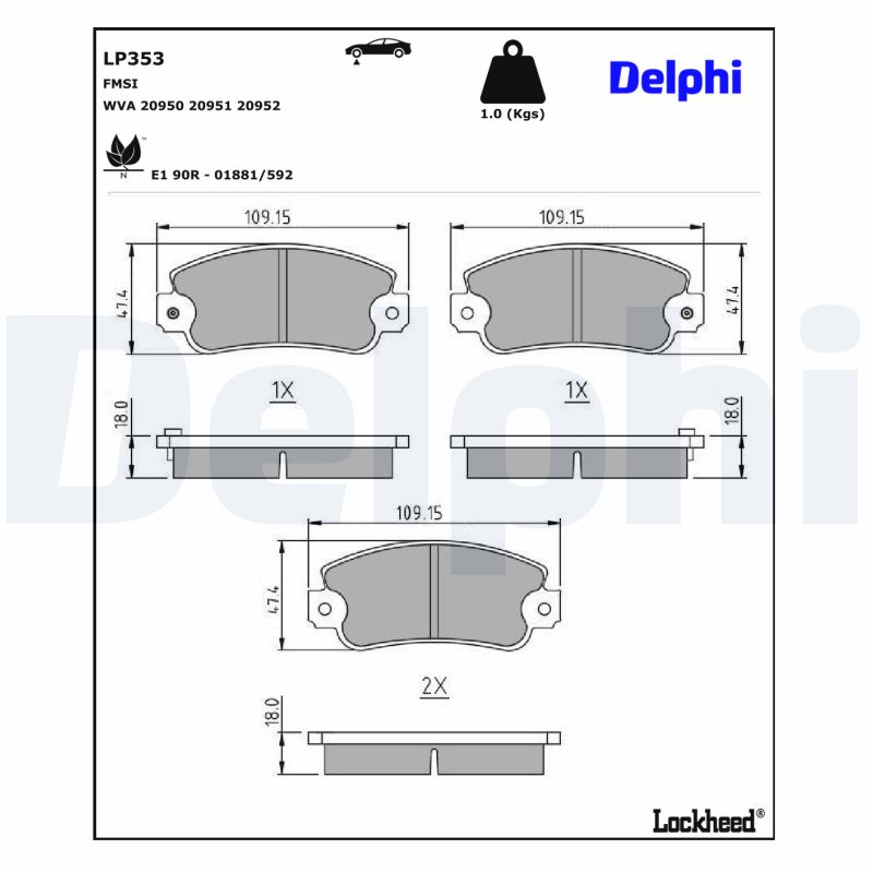 Remblokset Delphi Diesel LP353