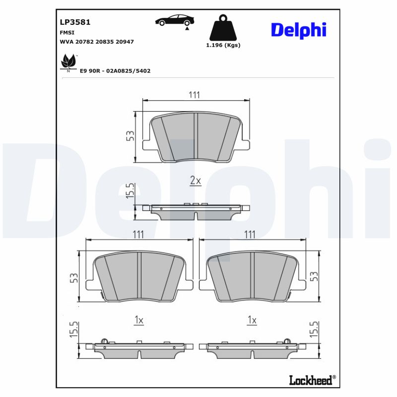 Remblokset Delphi Diesel LP3581