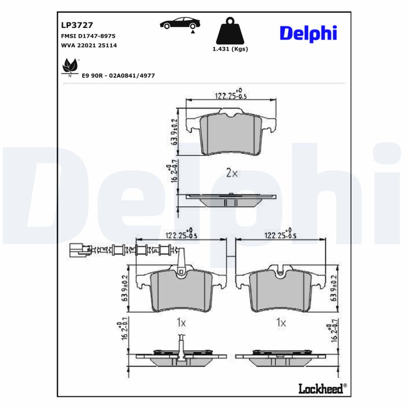 Remblokset Delphi Diesel LP3727
