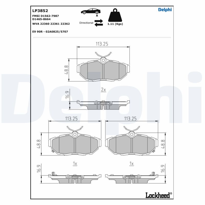 Remblokset Delphi Diesel LP3852