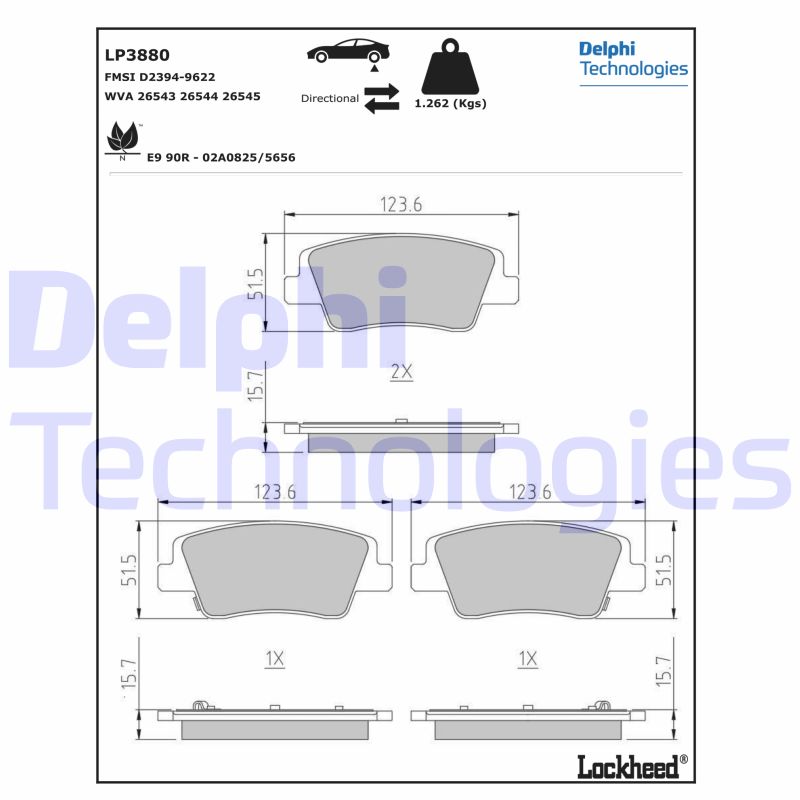 Remblokset Delphi Diesel LP3880