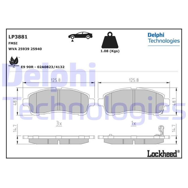 Remblokset Delphi Diesel LP3881