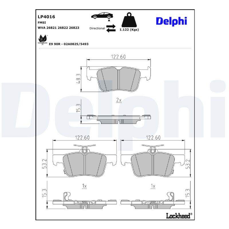 Remblokkenset, schijfrem Delphi Diesel LP4016