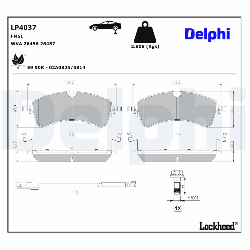 Remblokkenset, schijfrem Delphi Diesel LP4037