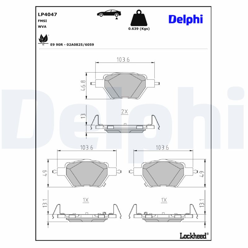 Remblokkenset, schijfrem Delphi Diesel LP4047