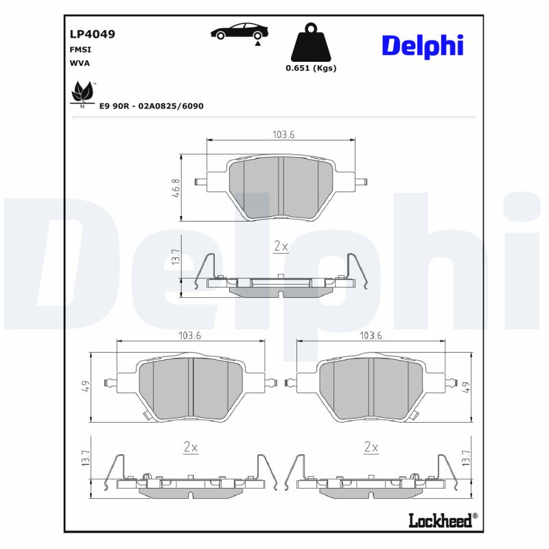 Remblokkenset, schijfrem Delphi Diesel LP4049