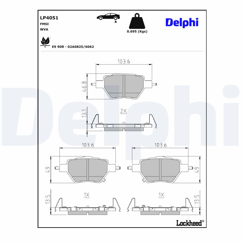 Remblokkenset, schijfrem Delphi Diesel LP4051