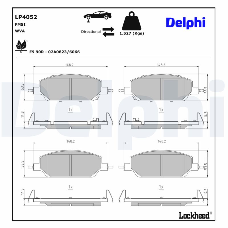 Remblokkenset, schijfrem Delphi Diesel LP4052