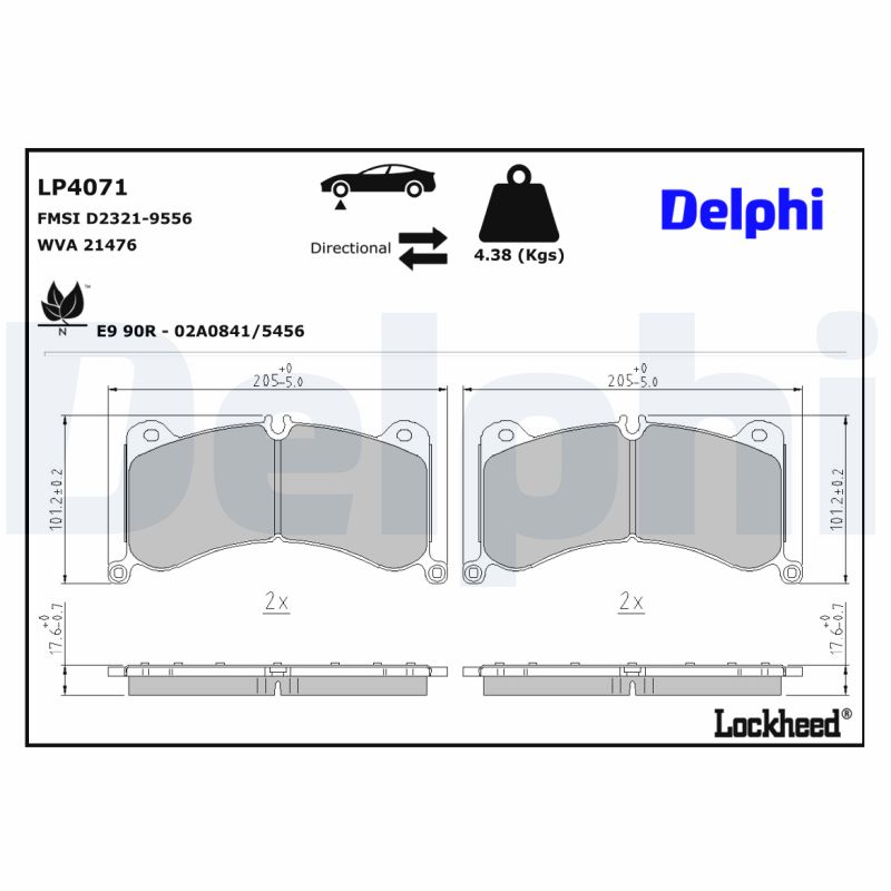 Remblokkenset, schijfrem Delphi Diesel LP4071