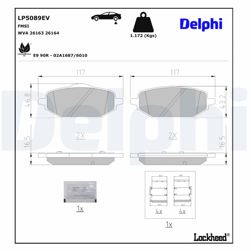 Remblokkenset, schijfrem Delphi Diesel LP5089EV