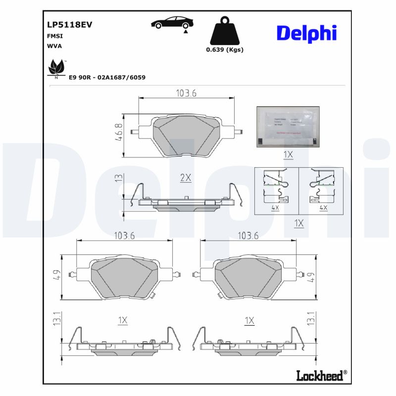 Remblokkenset, schijfrem Delphi Diesel LP5118EV