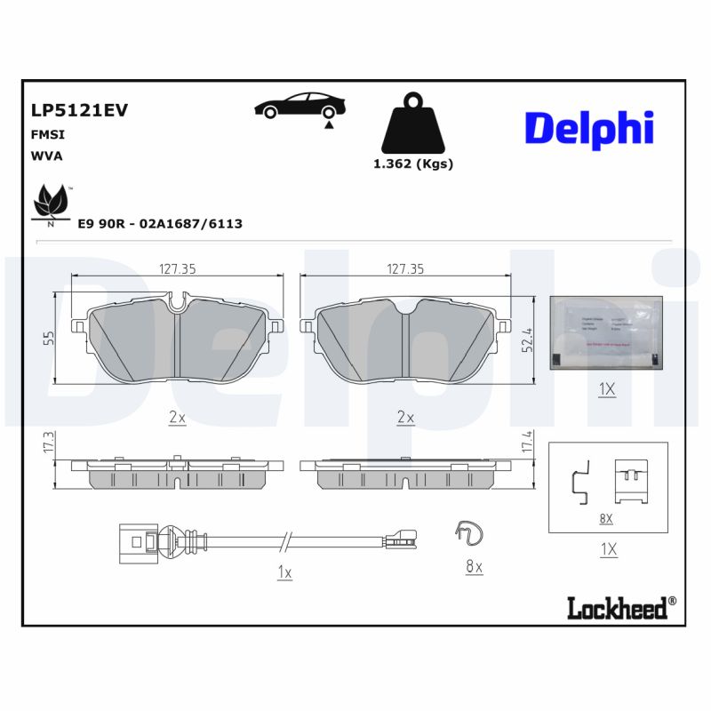 Remblokkenset, schijfrem Delphi Diesel LP5121EV