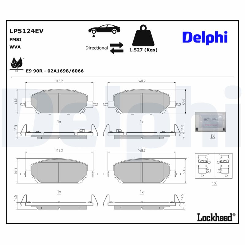 Remblokkenset, schijfrem Delphi Diesel LP5124EV