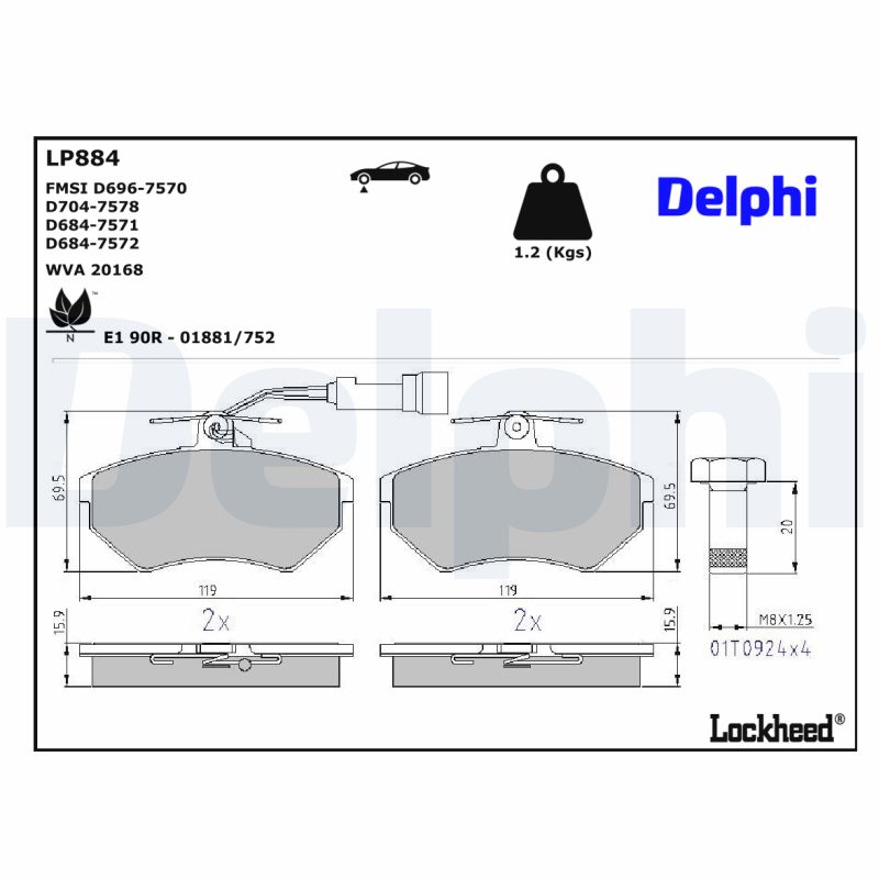 Remblokset Delphi Diesel LP884