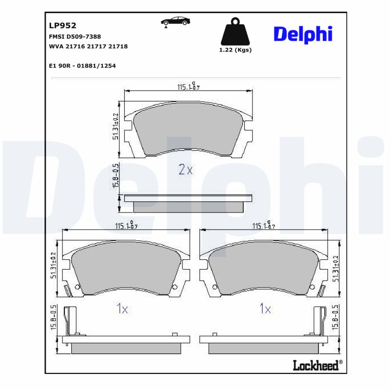 Remblokset Delphi Diesel LP952