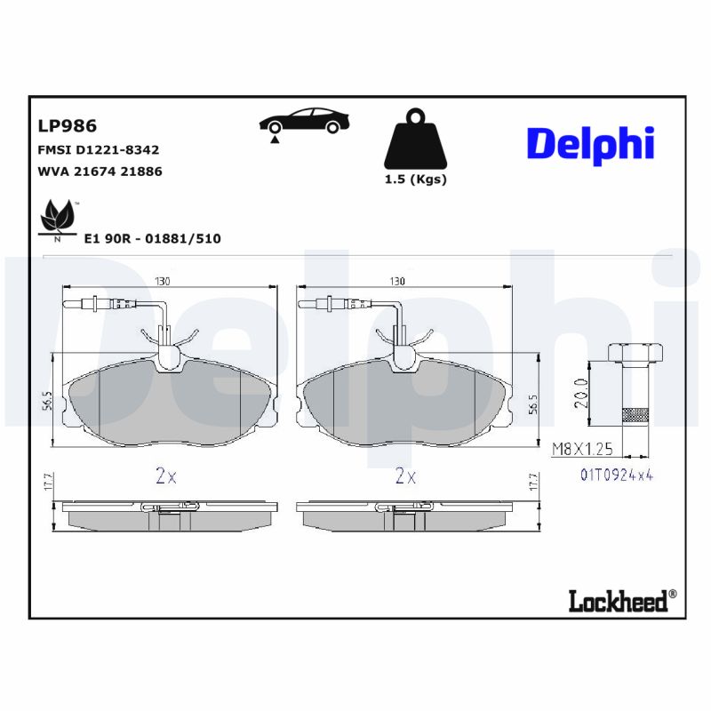 Remblokset Delphi Diesel LP986